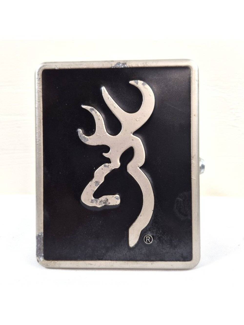 Browning Buckmark Trailer Hitch Cover Plug Black Silver Metal Deer Logo